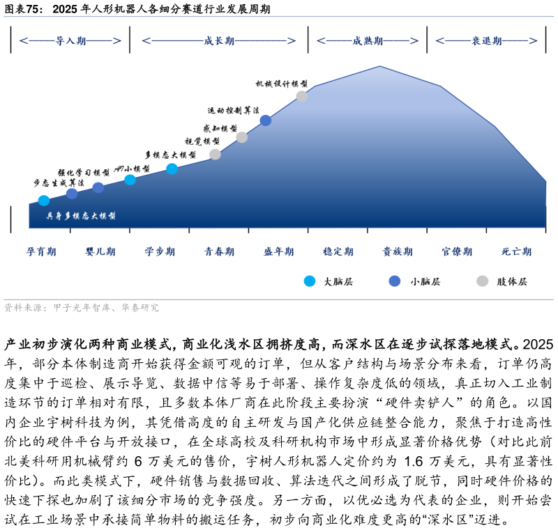 各位网友请教一下2025 年人形机器人各细分赛道行业发展周期?