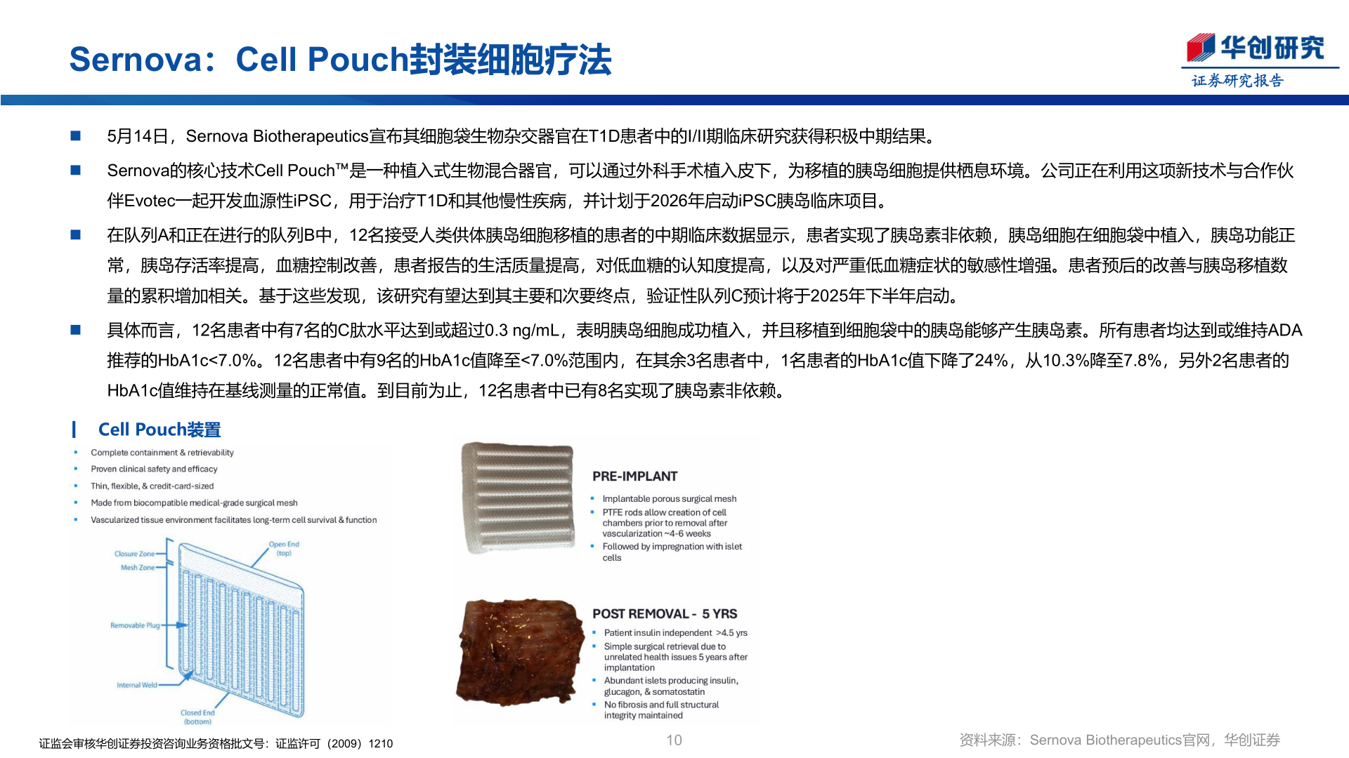 谁能回答Sernova：Cell Pouch封装细胞疗法
