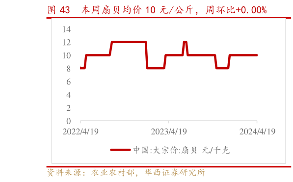 如何解释本周扇贝均价 10 元公斤，周环比0.00%?