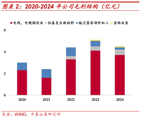 如何看待2020-2024 年公司毛利结构（亿元）