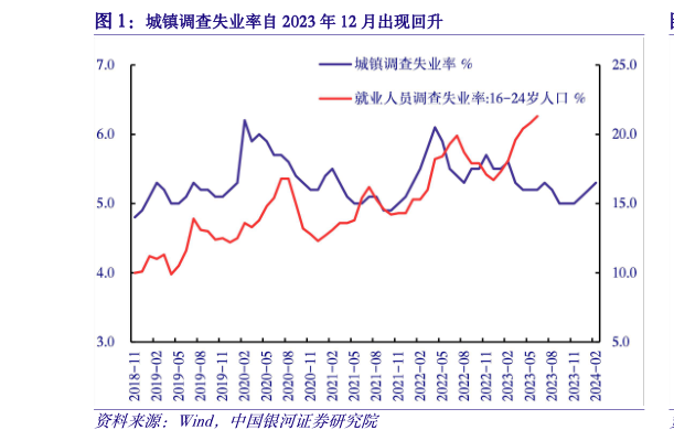 一起讨论下城镇调查失业率自 2023 年 12 月出现回升