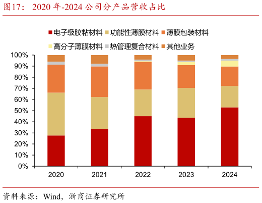 一起讨论下2020 年-2024 公司分产品营收占比