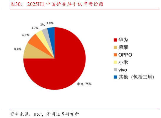 谁能回答2025H1 中国折叠屏手机市场份额