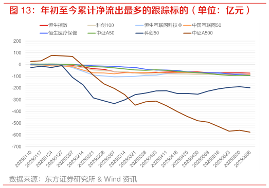 谁能回答年初至今累计净流出最多的跟踪标的(单位:亿元)?