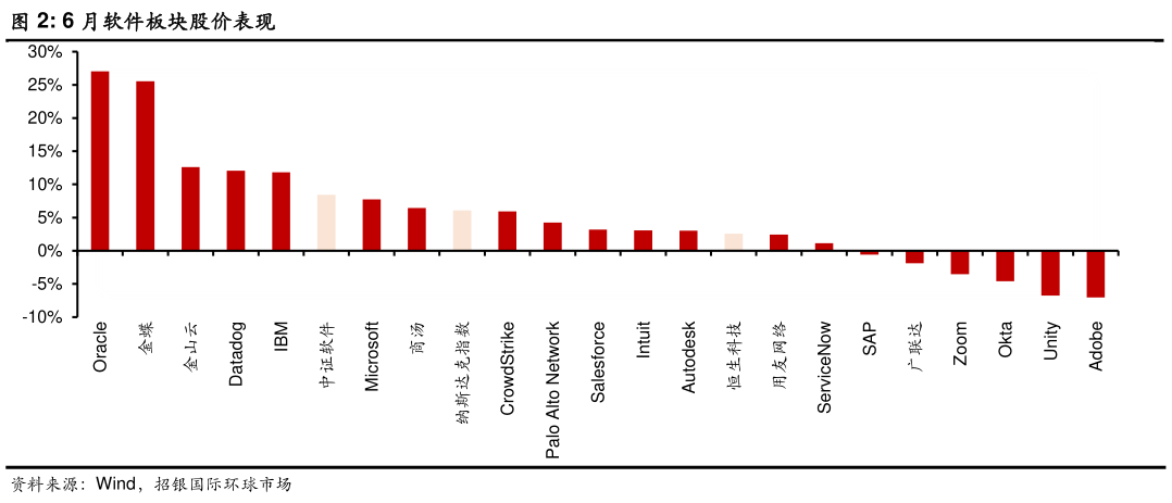 想关注一下6 月软件板块股价表现