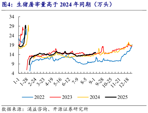 怎样理解生猪屠宰量高于 2024 年同期(万头)?