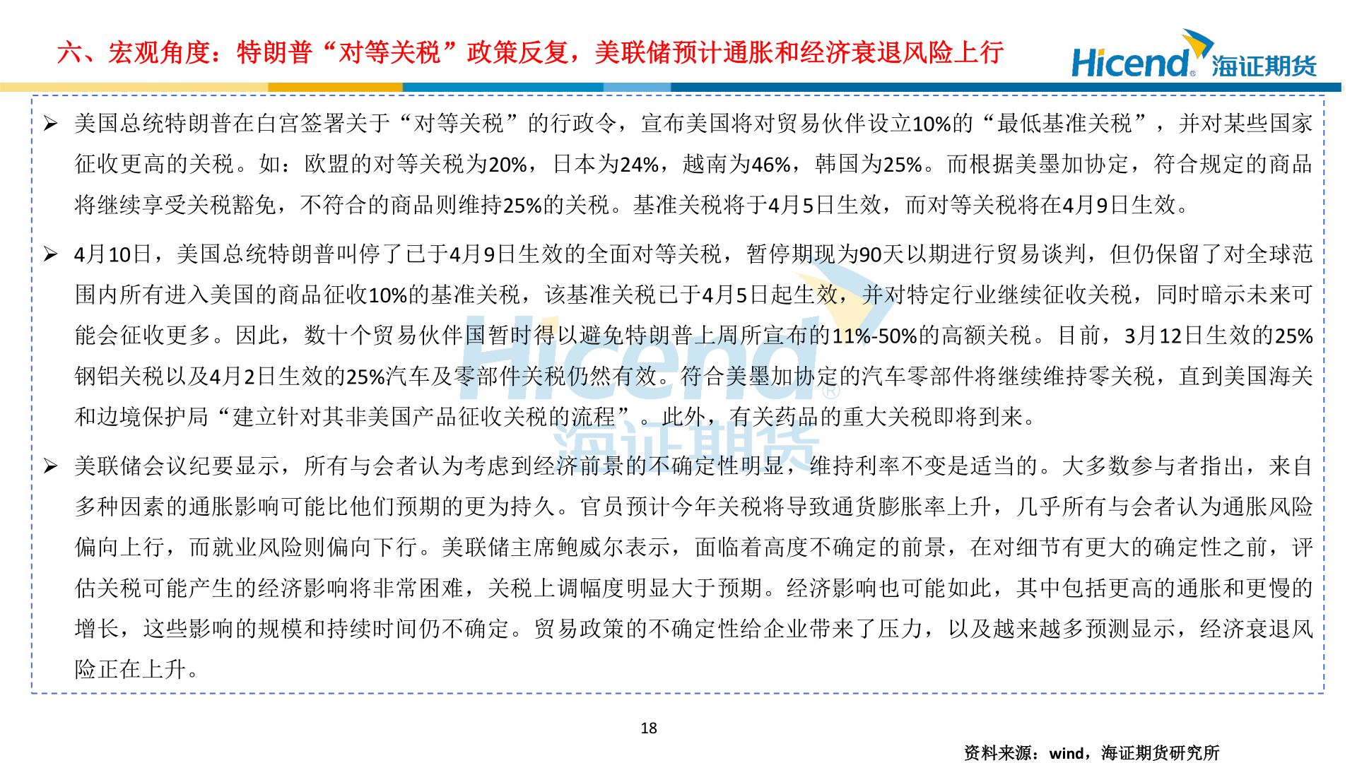 谁知道六、宏观角度：特朗普“对等关税”政策反复，美联储预计通胀和经济衰退风险上行