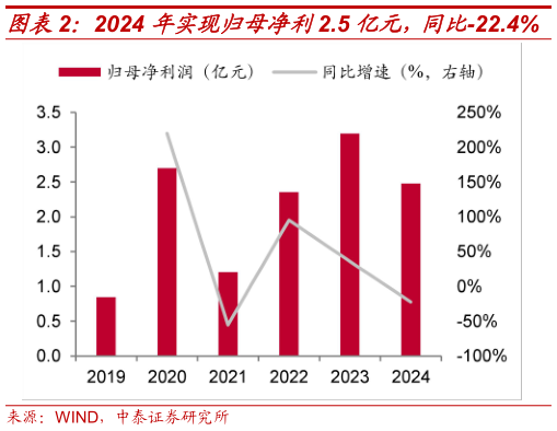 怎样理解2024 年实现归母净利2.5 亿元，同比-22.4%
