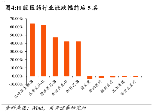 如何了解H 股医药行业涨跌幅前后 5 名