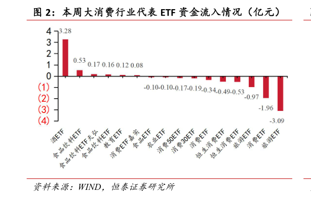 想问下各位网友本周大消费行业代表 ETF 资金流入情况（亿元）?