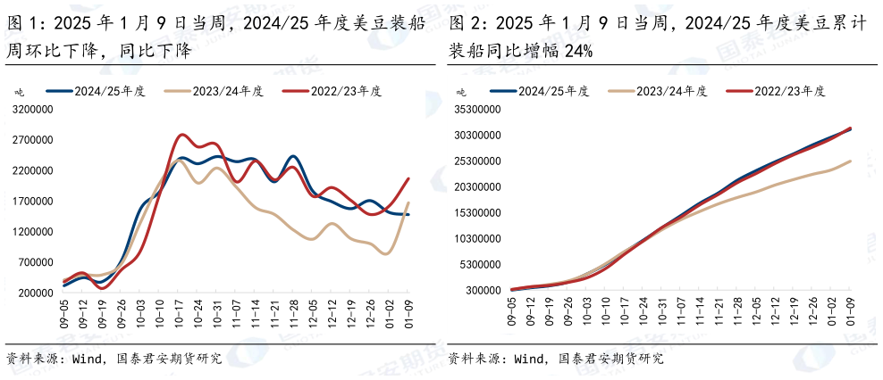 咨询大家2025 年 1 月 9 日当周，202425 年度美豆装船 2025 年 1 月 9 日当周，202425 年度美豆累计