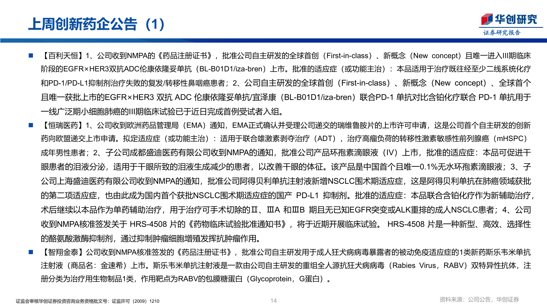 咨询下各位上周创新药企公告（1）