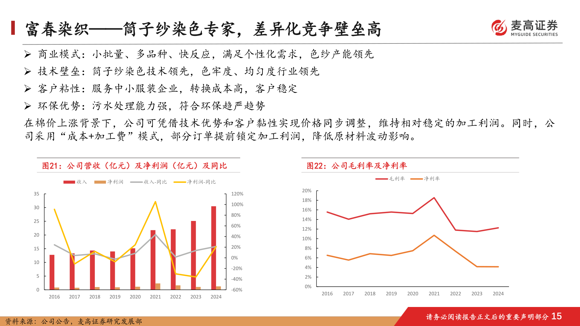 各位网友请教一下富春染织——筒子纱染色专家，差异化竞争壁垒高