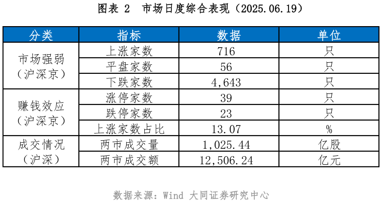 我想了解一下市场日度综合表现（2025.06.19）