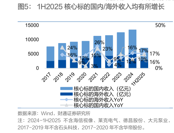 如何解释1H2025 核心标的国内海外收入均有所增长