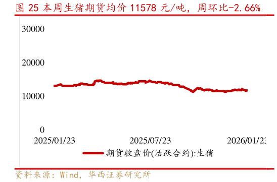 谁知道本周生猪期货均价 11578 元吨，周环比-2.66%