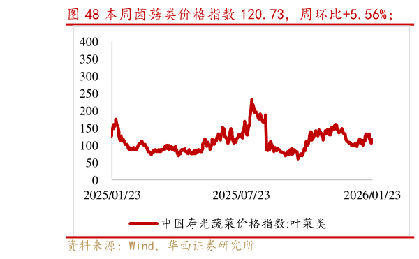 我想了解一下本周菌菇类价格指数 120.73，周环比5.56%    本周叶菜类价格指数 116.26，周环比-5.59%。?