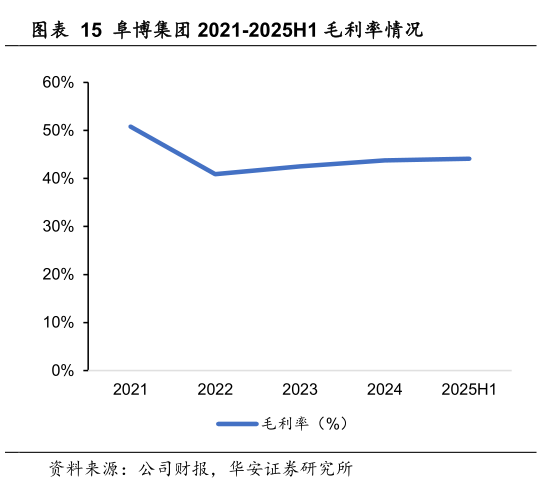 谁知道阜博集团 2021-2025H1 毛利率情况