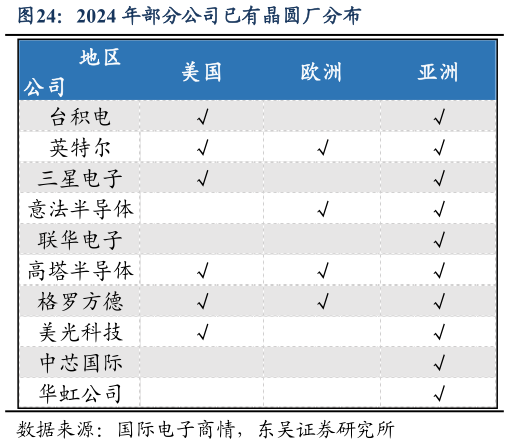咨询下各位2024 年部分公司已有晶圆厂分布