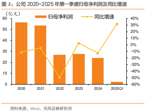 如何了解公司 2020-2025 年第一季度归母净利润及同比增速