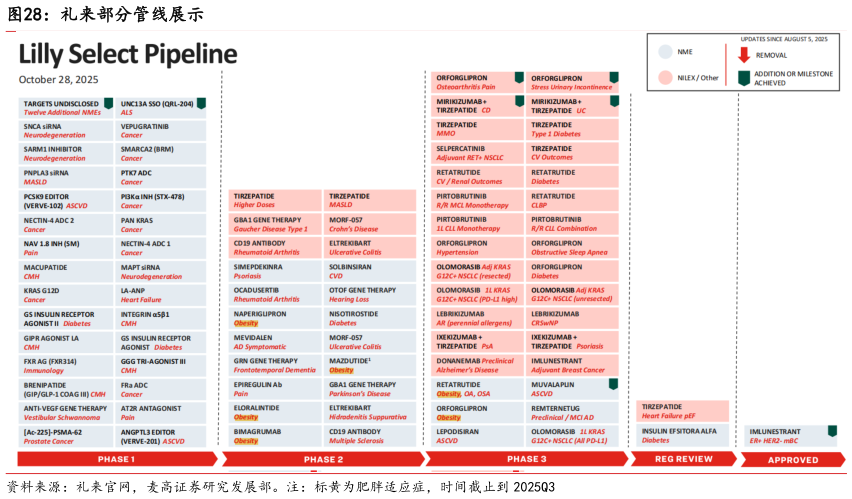我想了解一下礼来部分管线展示