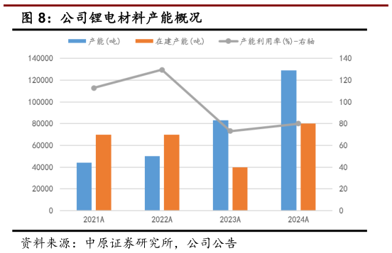 谁知道公司锂电材料产能概况?