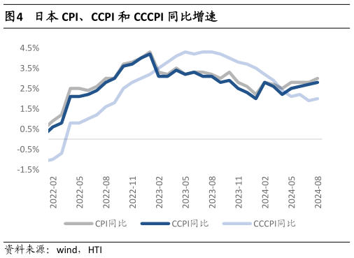 我想了解一下日本 CPI、CCPI 和 CCCPI 同比增速