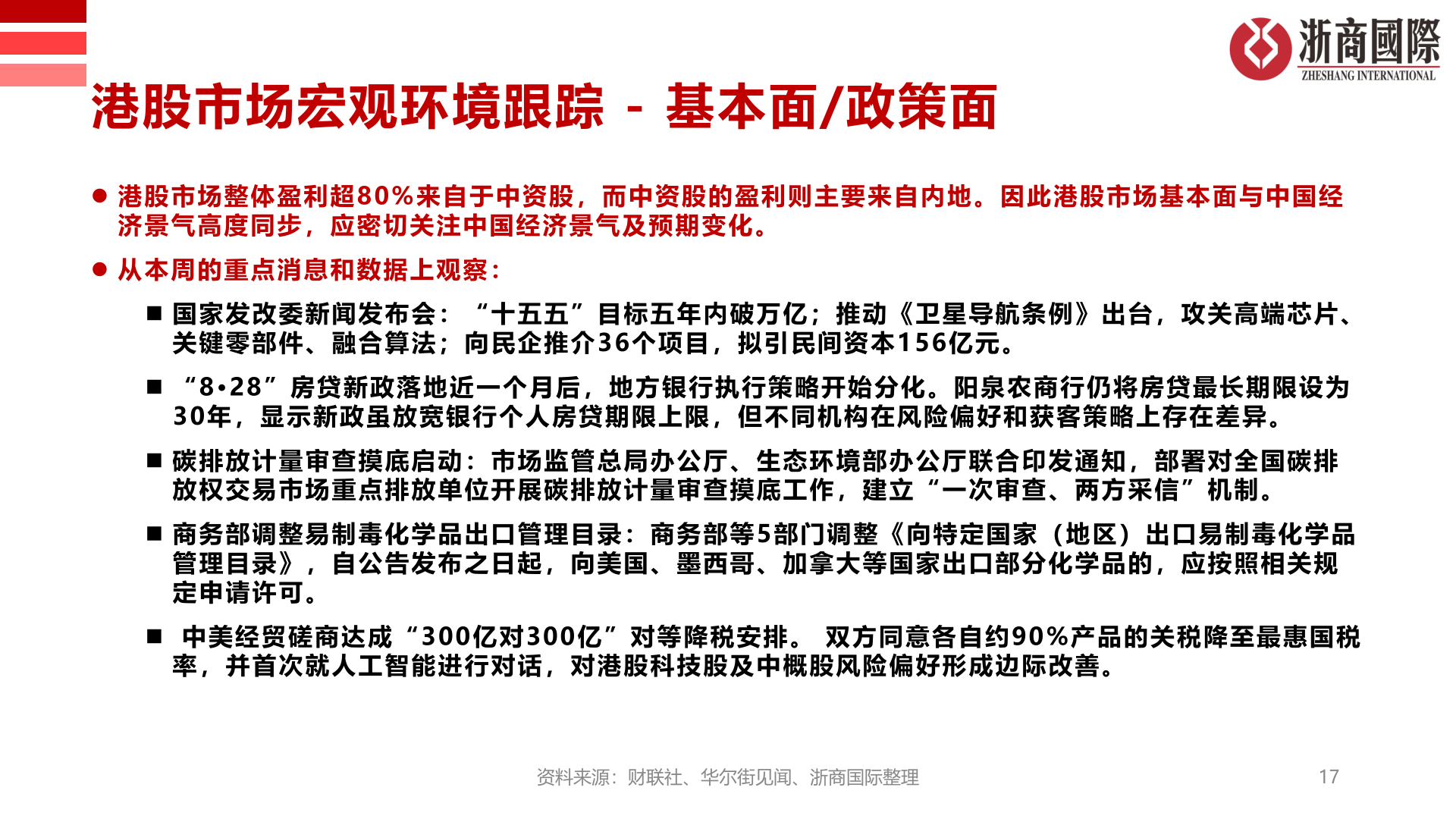 想问下各位网友港股市场宏观环境跟踪 - 基本面/政策面