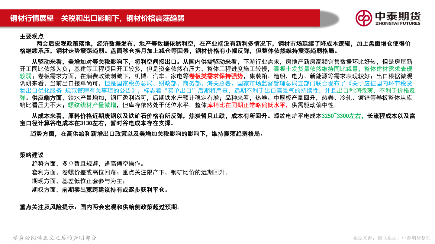 如何解释钢材行情展望—关税和出口影响下，钢材价格震荡趋弱