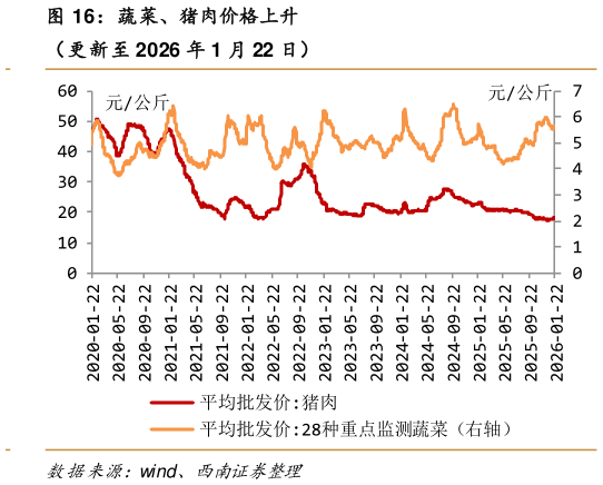 谁知道蔬菜、猪肉价格上升