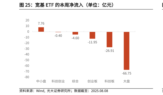 想关注一下宽基 ETF 的本周净流入（单位：亿元）