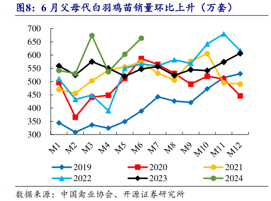 你知道6 月父母代白羽鸡苗销量环比上升(万套)?