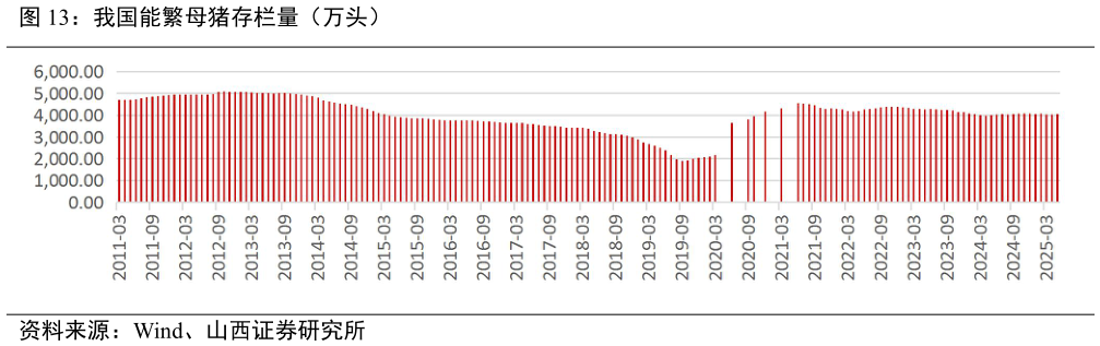 如何解释我国能繁母猪存栏量（万头）?