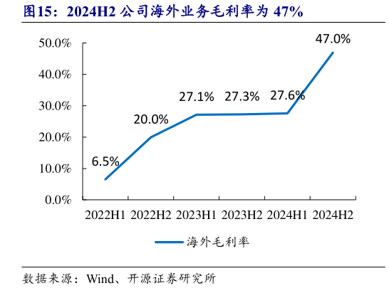 如何解释2024H2 公司海外业务毛利率为 47%