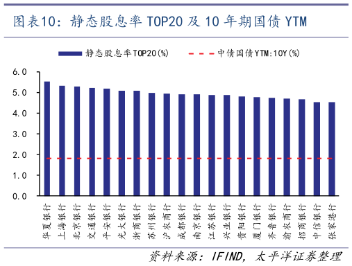 咨询大家静态股息率 TOP20 及 10 年期国债 YTM
