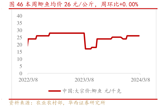 咨询下各位本周鲫鱼均价 26 元公斤,周环比0.00%?