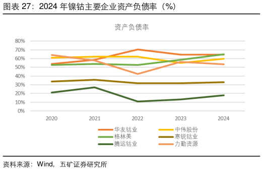 如何解释2024 年镍钴主要企业资产负债率（%）