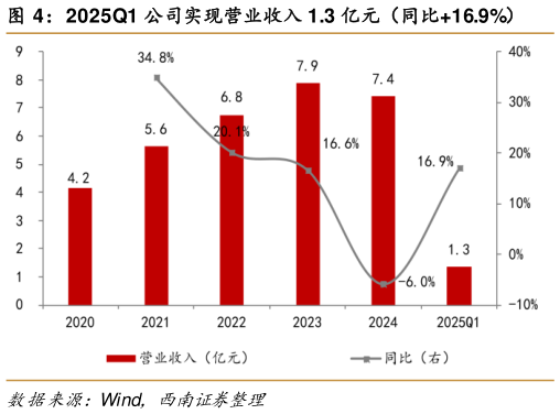 怎样理解2025Q1 公司实现营业收入 1.3 亿元（同比16.9%）