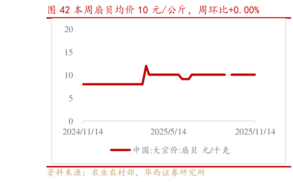 怎样理解本周扇贝均价 10 元公斤，周环比0.00%
