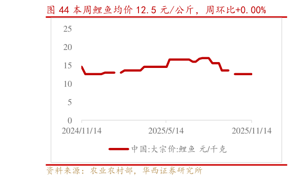 我想了解一下本周鲤鱼均价 12.5 元公斤，周环比0.00%