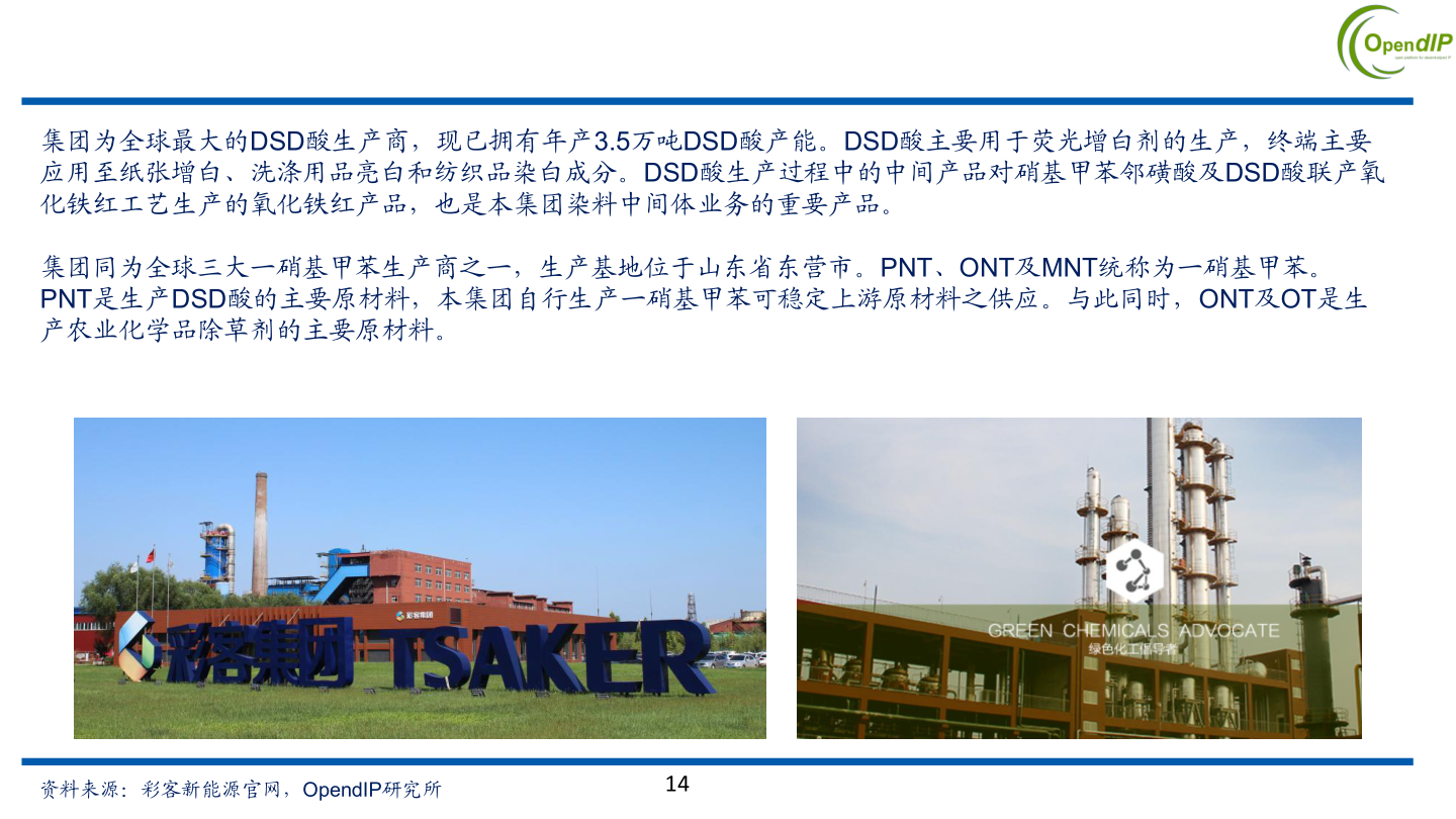 想关注一下集团为全球最大的DSD酸生产商，现已拥有年产3.5万吨DSD酸产能。DSD酸主要用于荧光增白剂的生产，终端主要