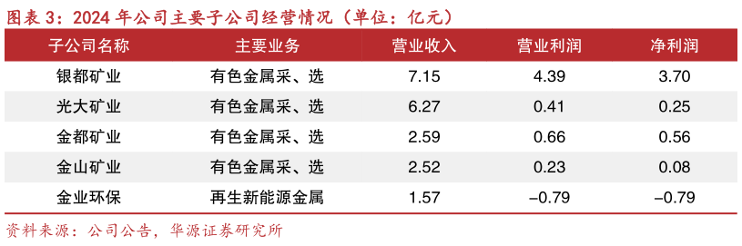 我想了解一下2024 年公司主要子公司经营情况（单位：亿元）