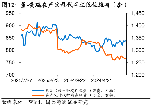 咨询大家量-黄鸡在产父母代存栏低位维持（套）
