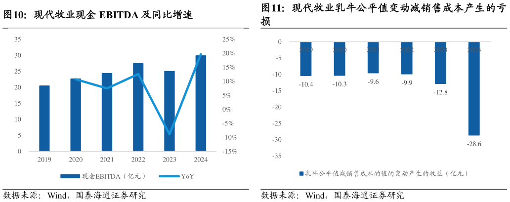 如何看待现代牧业现金 EBITDA 及同比增速现代牧业乳牛公平值变动减销售成本产生的亏?