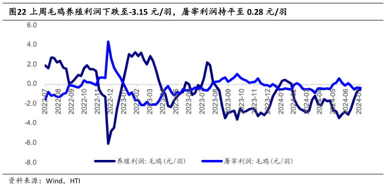 怎样理解上周毛鸡养殖利润下跌至-3.15 元羽，屠宰利润持平至 0.28 元羽