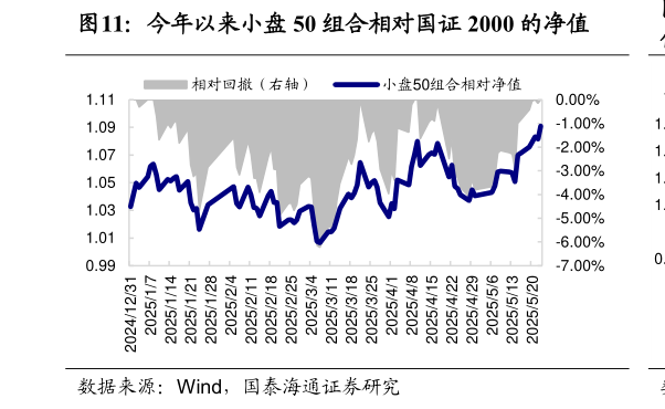 我想了解一下今年以来小盘 50 组合相对国证 2000 的净值?