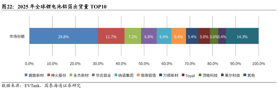 如何看待2025 年全球锂电池铝箔出货量 TOP10