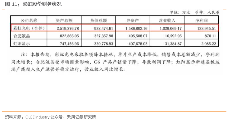 我想了解一下彩虹股份财务状况