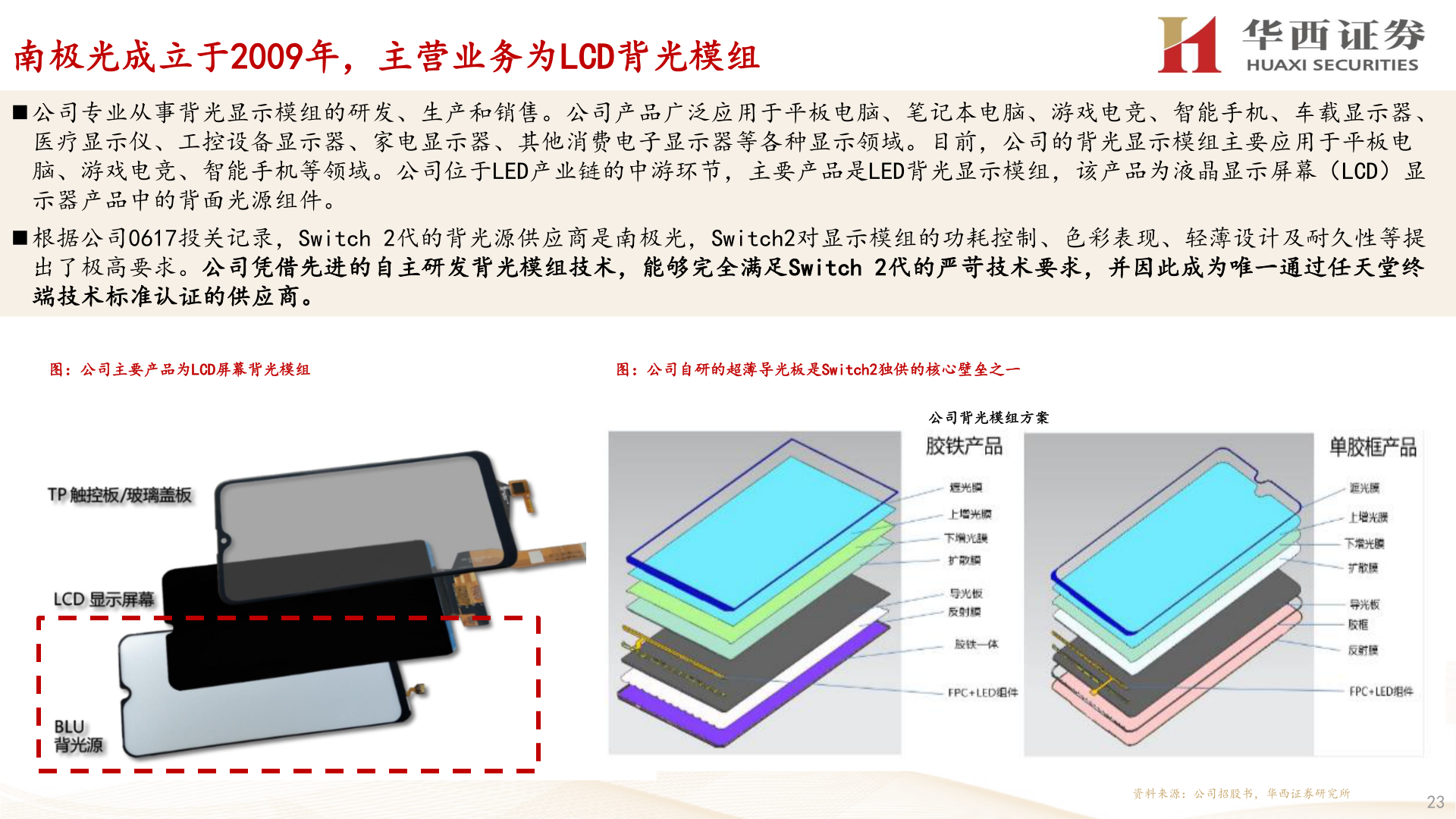 一起讨论下南极光成立于2009年，主营业务为LCD背光模组