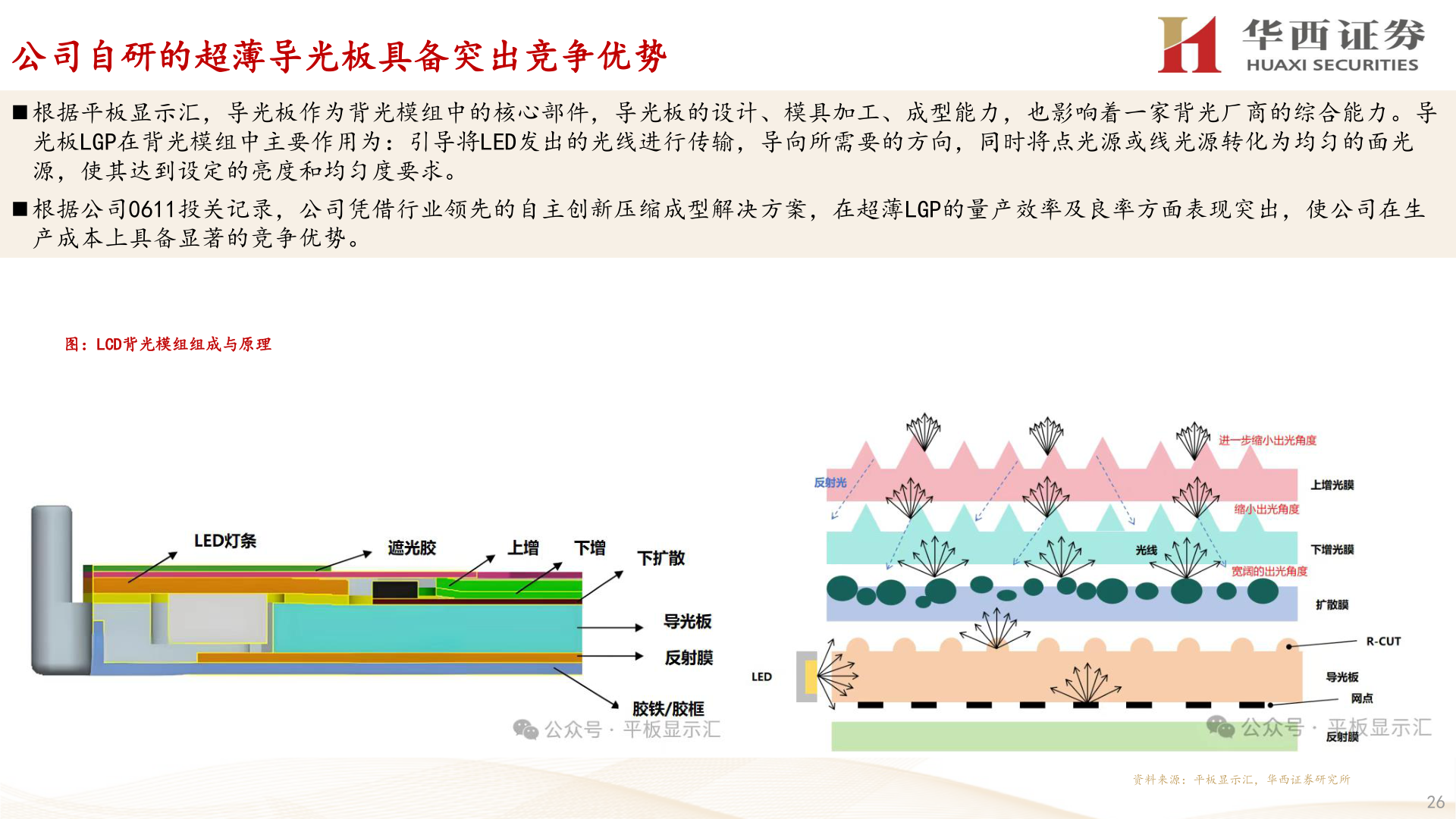 如何看待公司自研的超薄导光板具备突出竞争优势?